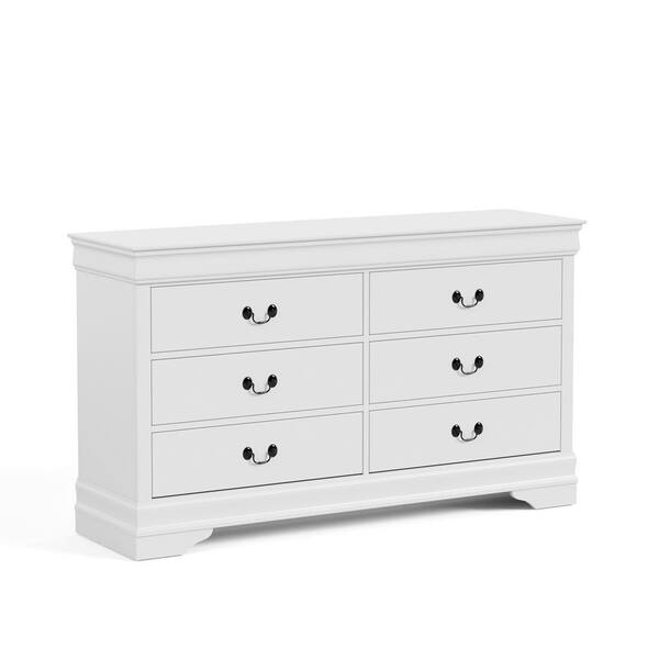Furniture of America Vrai 6-Drawer Solid Wood White Dresser
