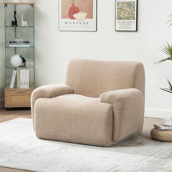Jade Modern Taupe Chenille Upholstered Deep Seat Accent Arm Chair Compressed Sofa