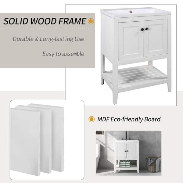 Tileon 24 in. W x 18 in. D x 33 in. H Bath Vanity in White