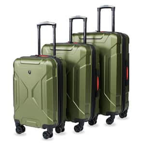 Vailor 3-Piece Olive Hardside Expandable Double Spinner Luggage Set