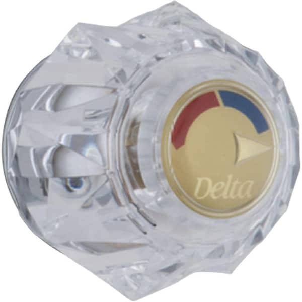 Delta Knob Handle in Clear with Polished Brass Button for 13/14 Series Shower Faucets