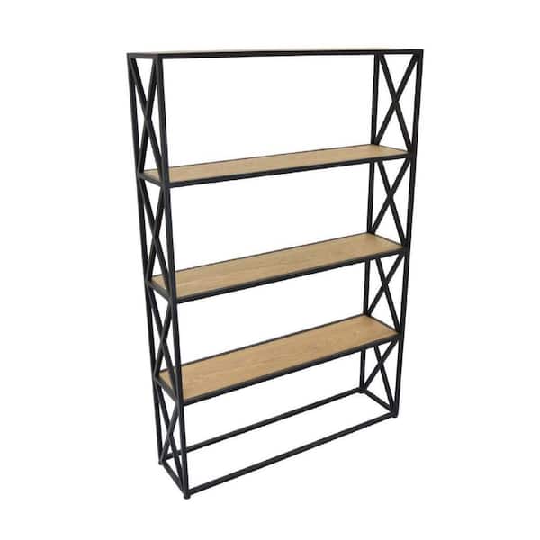 Lewy 4-Tier Black Wood with X-Cross Sides Plant Stand (11.75 in. H x W 70.75 in. H)