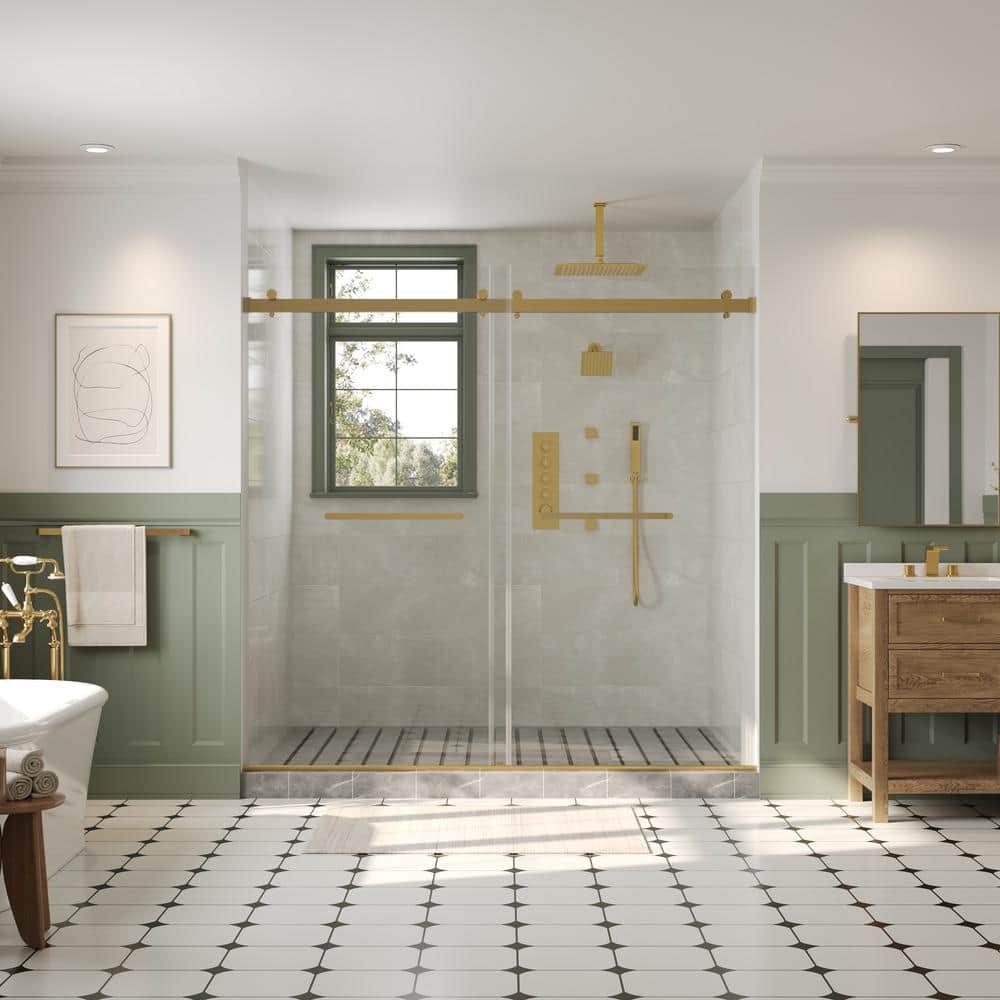 16" Brushed Gold Multi-Head Rainfall Shower System with Handheld