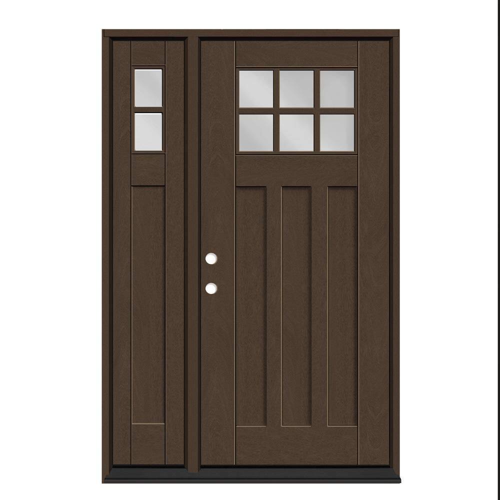 Regency 53 in. x 80 in. 6L Toplite Clear Glass RHIS Hickory Mahogany Fiberglass Prehung Front Door w/ 14in.SL_6in.Jamb price history on PriceWatchPro