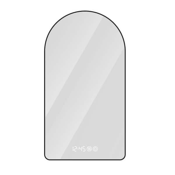 CONGE IMPORT LLC Black 28 in W x 48 in. H Arch Metal Framed Mirror, Modern Wall Decor High-Quality HD Explosion-proof Tempered Glass