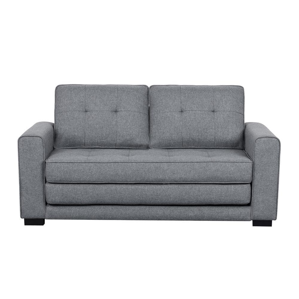 US Pride Furniture Bray 58 in. Light Gray Linen 2-Seater Twin Sleeper ...