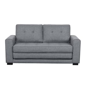 Bray 58 in. Light Gray Linen 2-Seater Twin Sleeper Sofa Bed with Removable Cushions