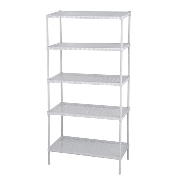 Edsal Perforated 71 in. H x 35.5 in. W x 18 in. D 5-Tier Steel Shelving in White