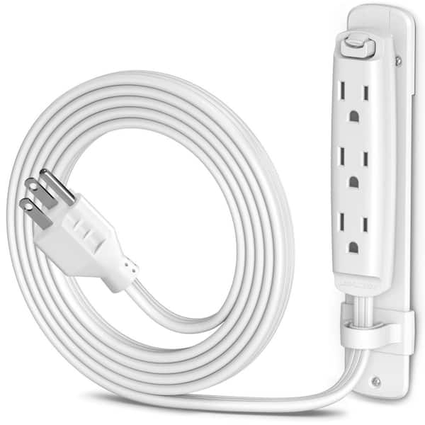 MAXIMM 4 ft. 16 / 3 Light Duty Indoor Extension Cord with Eyelet and Mount 3-Outlet 13 Amp White