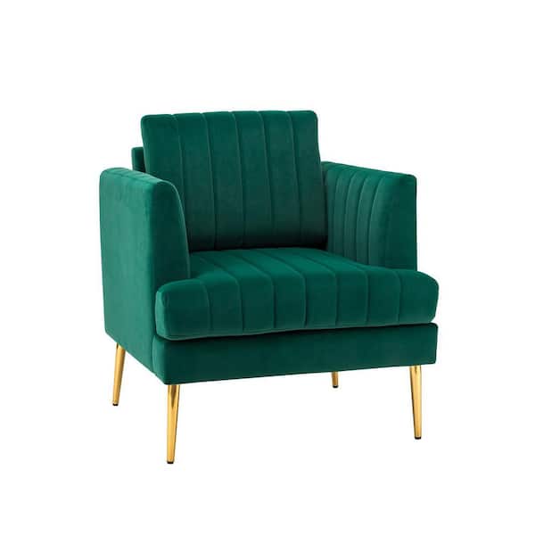 JAYDEN CREATION Tyndaridae 31 in. Green Polyester Arm Chair with Metal Legs