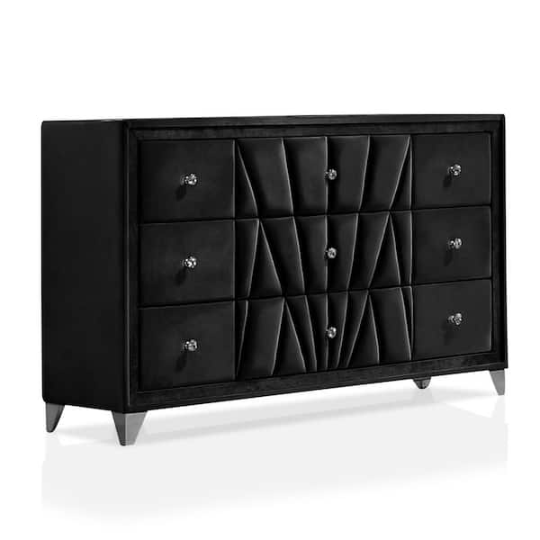 Furniture of America Leventina 9-Drawer Black Dresser (38.25 in. H x 61 in. W x 18.13 in. D)