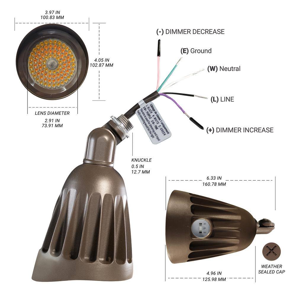 NUWATT 25W Bronze LED Flood Light with 3CCT Switch, 6-Pack