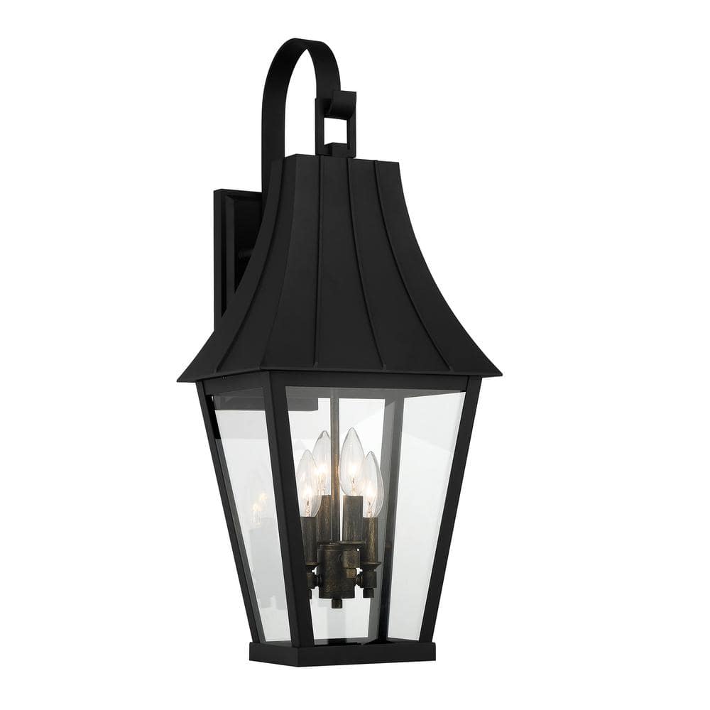 Black and Gold Glass 4-Light Dimmable Sconce