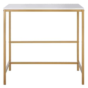 Viv 29.9 in. White/Gold Wood Writing Desk