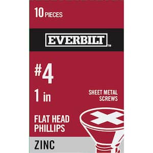 #4 x 1 in. Zinc Plated Phillips Flat Head Sheet Metal Screw (10-Pack)