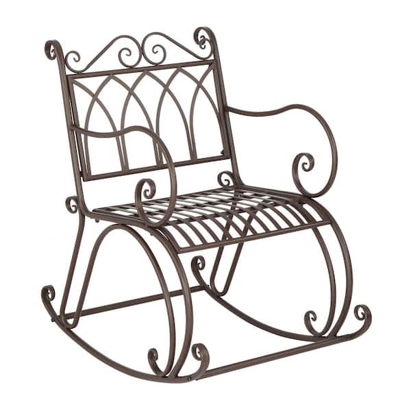 Karl home Brown Metal Outdoor Rocking Chair