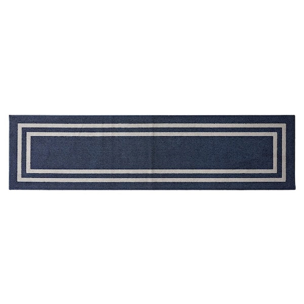 Washable Skid Resistant Denim Twist/Light Grey  2.2 ft. x 8 ft. All Loop Tufted Area Rug