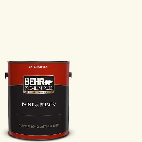 BEHR PREMIUM PLUS 1 gal. #BXC-29 Stately White Flat Exterior Paint & Primer