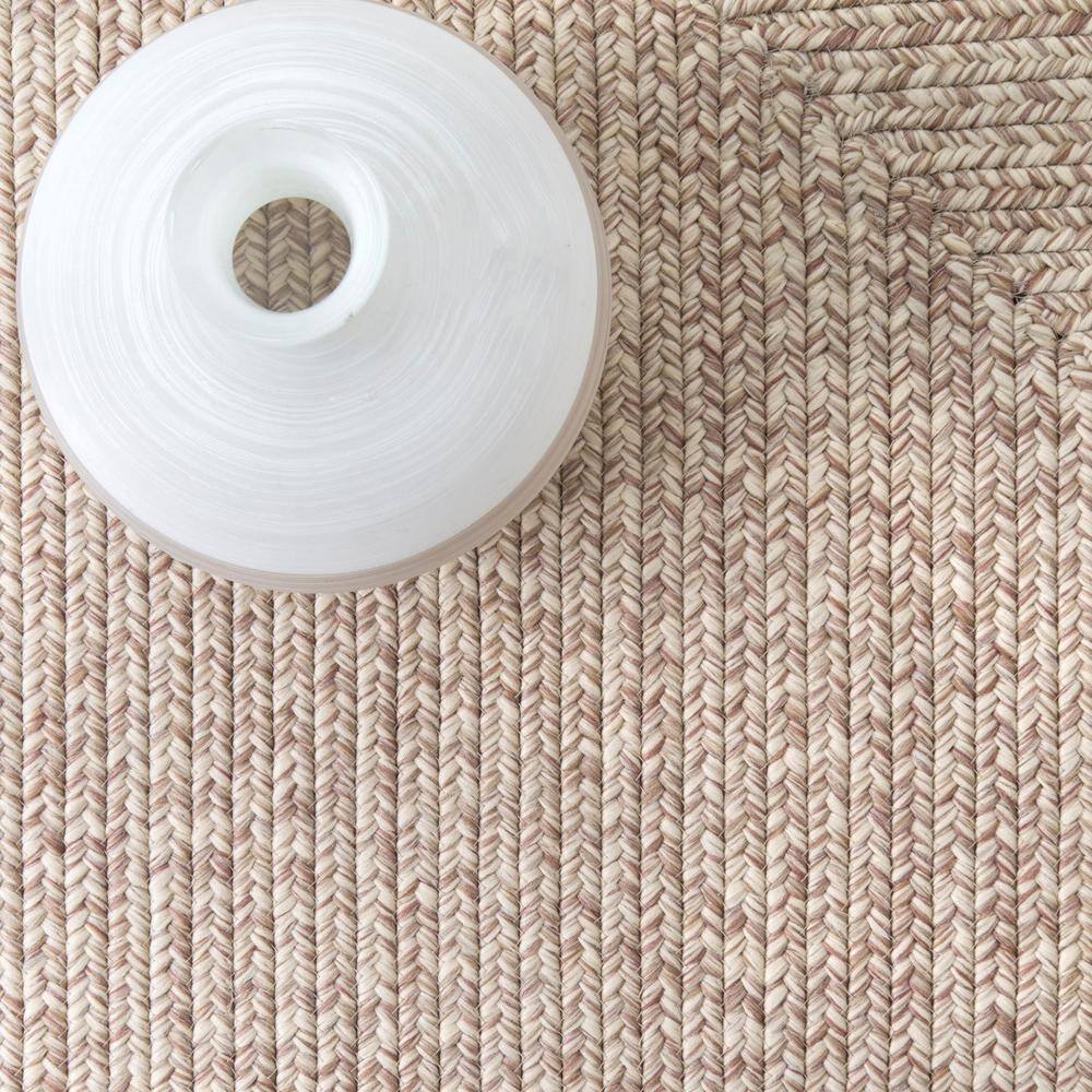 Tan Oval 4' x 6' Braided Synthetic Indoor/Outdoor Rug