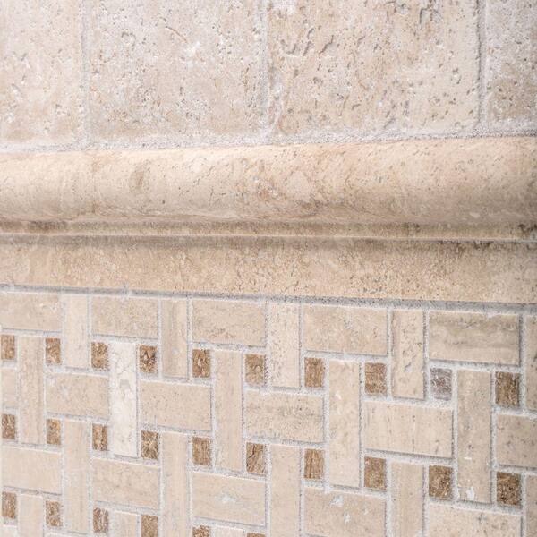Honed Travertine Wall Crown Tile, Travertine Tile Trim Pieces