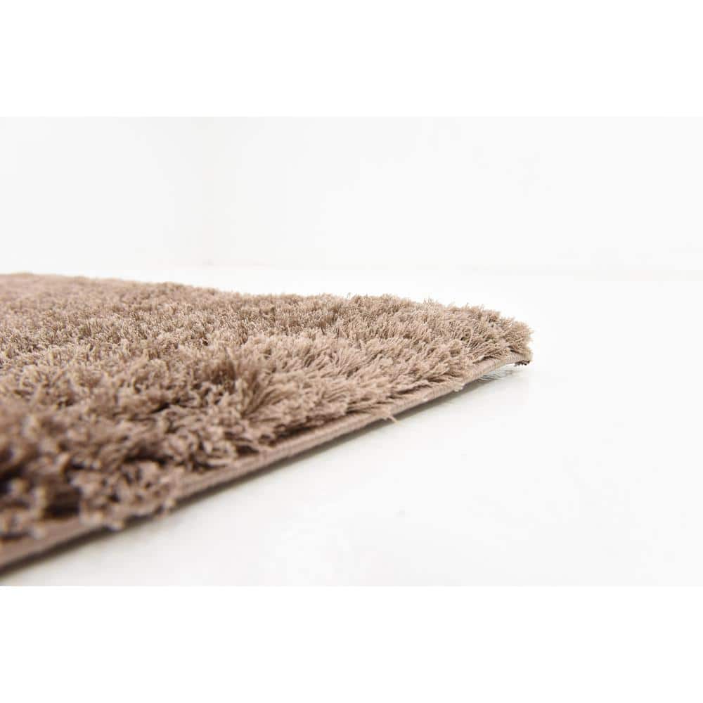 Luxurious Solid Brown Shag Rug 5' x 8' Rectangular Synthetic Easy Care