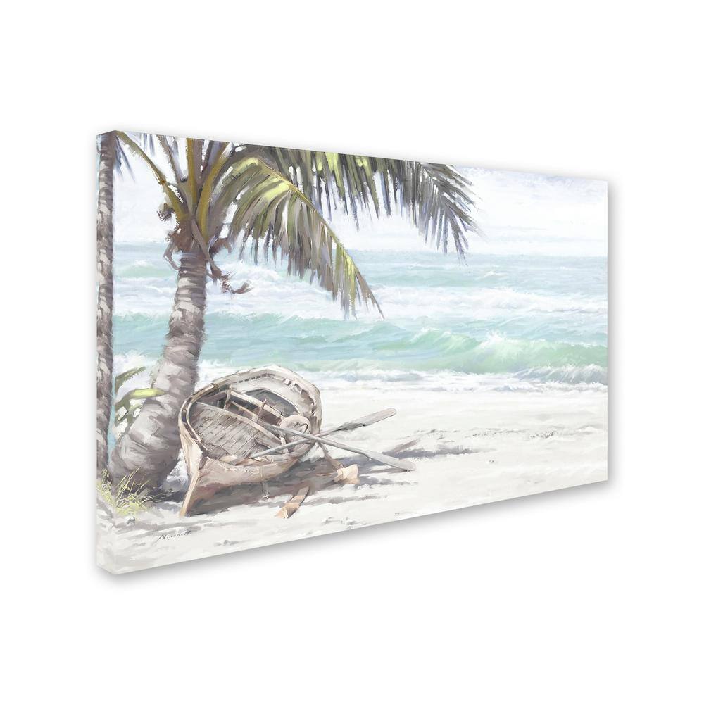 Boat on Beach Coastal Landscape Canvas Painting
