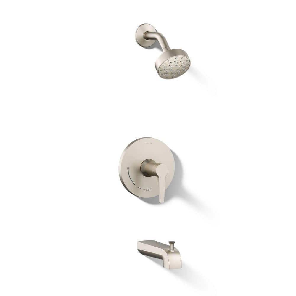 nkhs KOHLER Pitch Lever 1-Handle Tub and Shower Trim in Vibrant Brushed