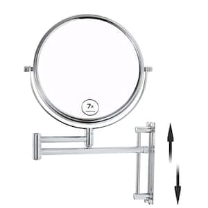 16.7 in. W x 13 in. H Small Round 1x/7x Magnifying Wall Mounted Bathroom Makeup Mirror in Chrome