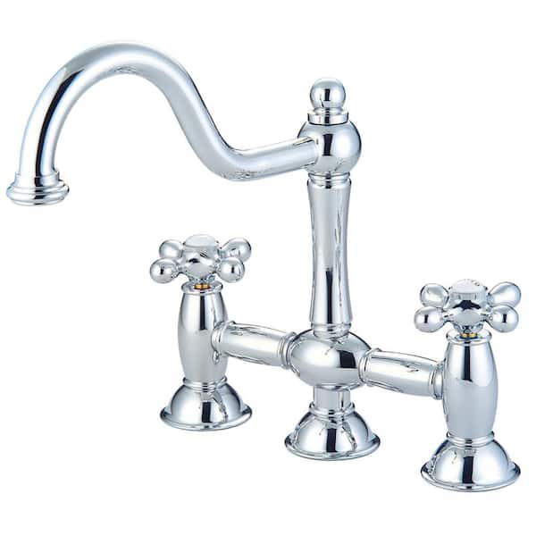 Kingston Brass Restoration 2 Handle Bridge Kitchen Faucet In Polished Chrome Hks3781ax The 2691