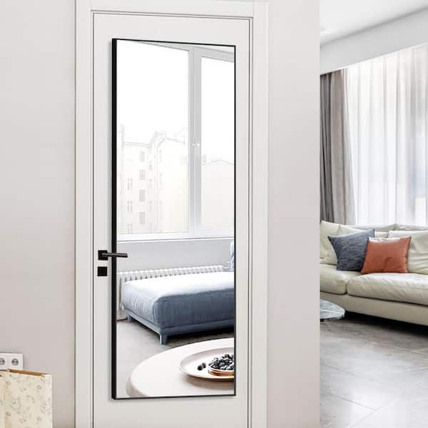 Lirago 44 in. x 16 in. Modern Style Rectangle Mirror Metal Framed Black Door Mirror Full Length Wall Mirror