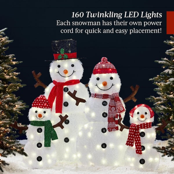 Best Choice Products 48 in. White LED 4-Piece 2D Lighted Snowman