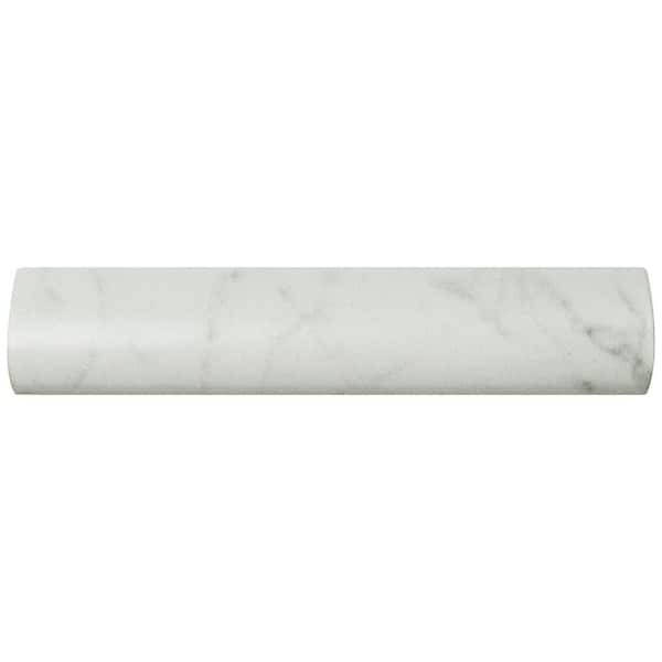 Merola Tile Classico Carrara Matte Pencil Bullnose 1-1/4 in. x 6 in. Satin Ceramic Wall Tile Trim