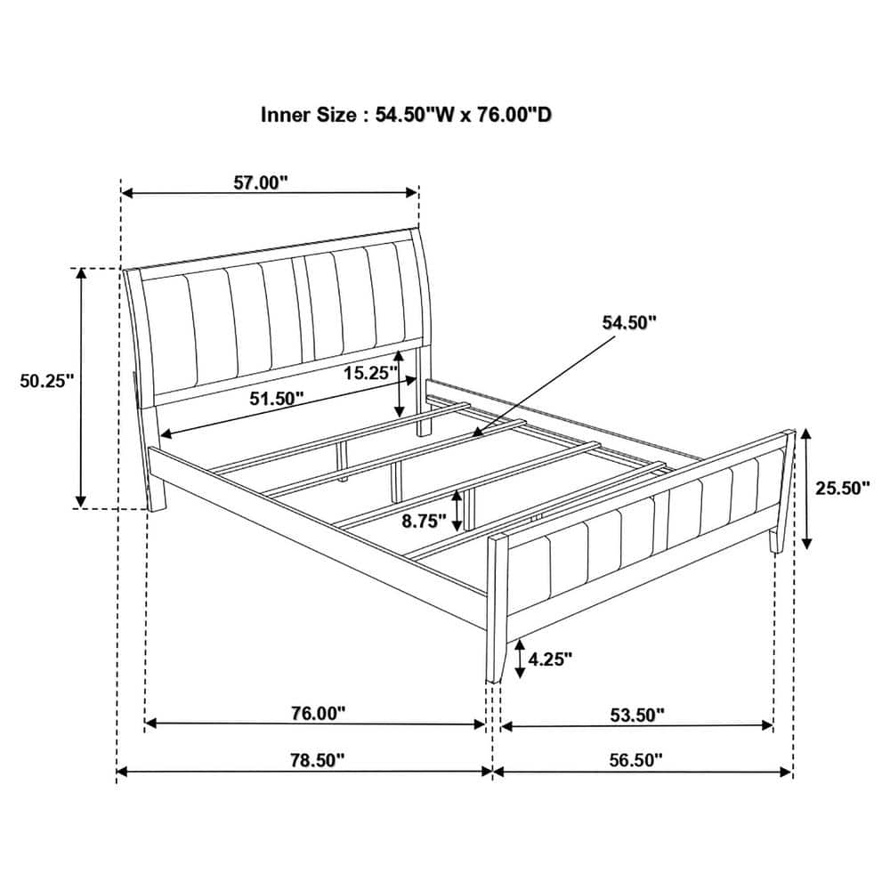 Transitional Full/Double Upholstered Bed with Drawer and Nailhead Trim in Black/Brown