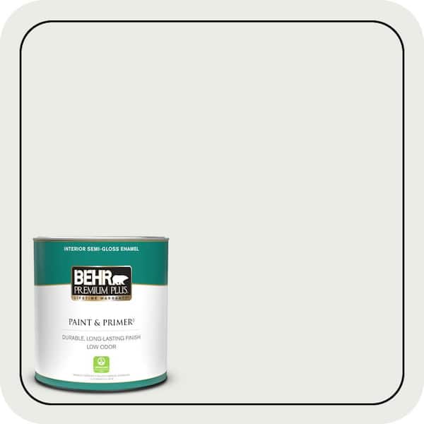 BEHR PREMIUM PLUS 1 qt. Designer Collection #DC-002 Statement White Semi-Gloss Enamel Low Odor Interior Paint & Primer