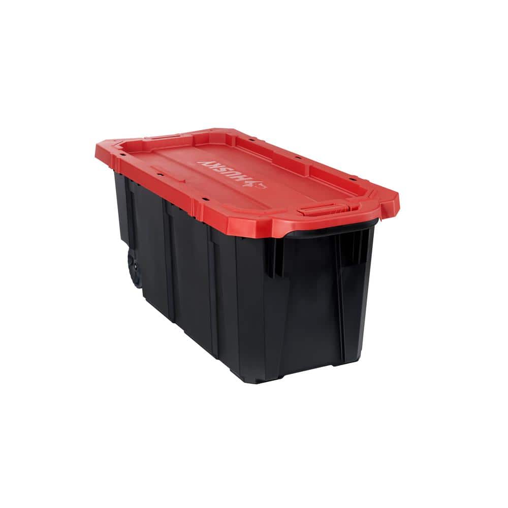 Reviews for Husky 45 Gal. Latch and Stack Tote with Wheels in Black ...