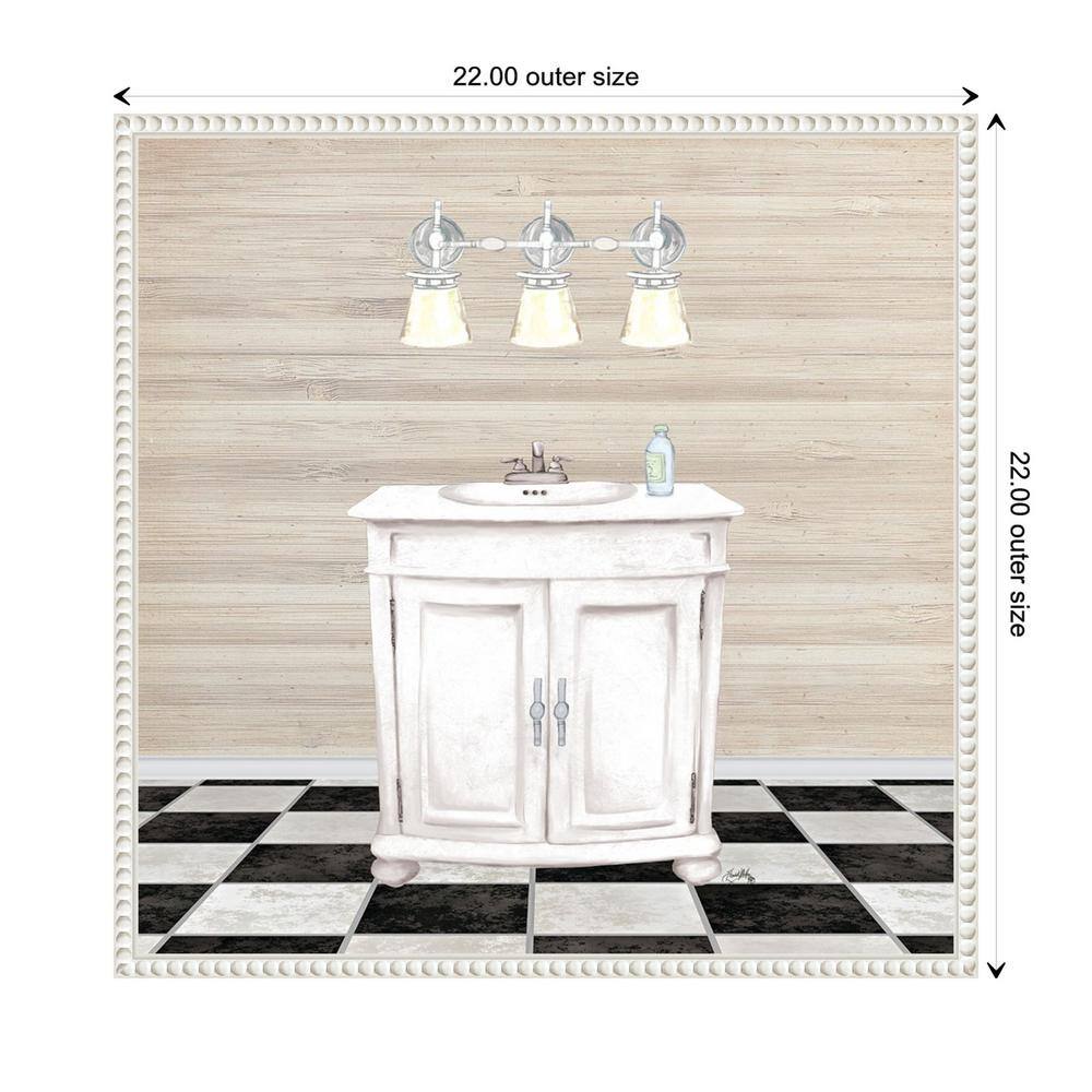 Elizabeth Medley White Canvas Bathroom Quote Art with Floater Frame