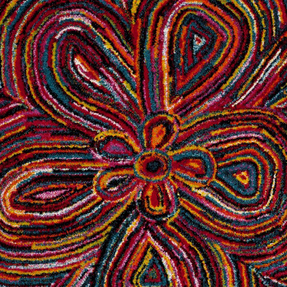 Psychedelic Art Inspired Multicolor Synthetic 4' x 6' Area Rug