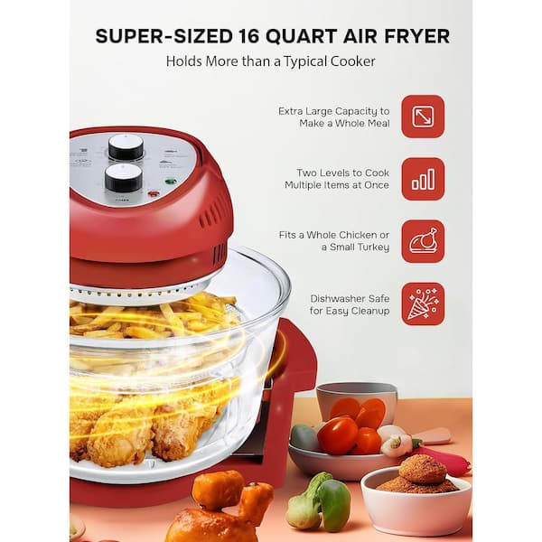 Big Boss 16 Qt. Red Oil-less Air Fryer with Built-In Timer 9063 - The Home  Depot