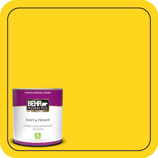 BEHR PREMIUM PLUS 1 qt. #S-G-390 Lemon Zest Eggshell Enamel Low Odor Interior Paint & Primer
