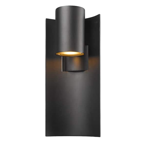 Unbranded Amador 14-Watt 19 in. Black Integrated LED Aluminum Hardwired Outdoor Weather Resistant Cylinder Wall Sconce Light