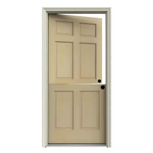 32 in. x 80 in. 6-Panel Unfinished Dutch Left-Hand Inswing Wood Prehung Back Door w/Brickmould