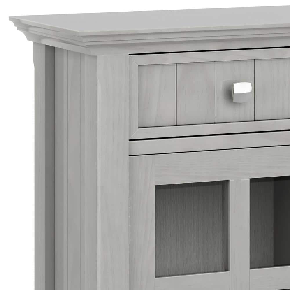 Fog Grey Solid Wood Transitional Storage Cabinet with Adjustable Shelving