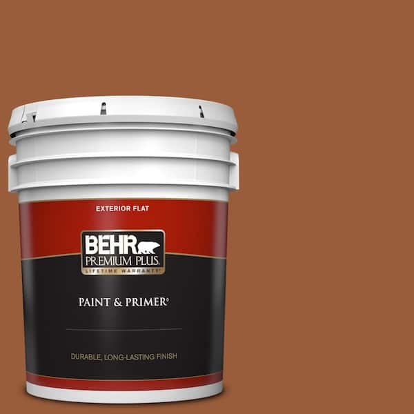 BEHR PREMIUM PLUS 5 gal. #240D-7 Chestnut Stallion Flat Exterior Paint & Primer