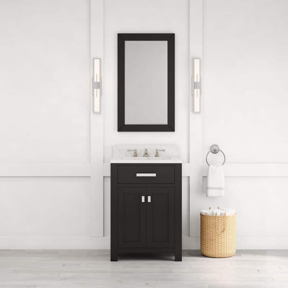 Madison 24 in. W x 21.5 in. D x 34 in. H Single Sink Bath Vanity in Espresso with Carrara White Marble Top price history on PriceWatchPro