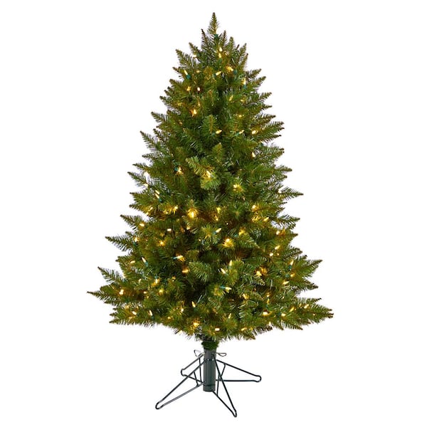 Nearly Natural 4 ft. Vermont Spruce Faux Christmas Tree with 200 Color ...