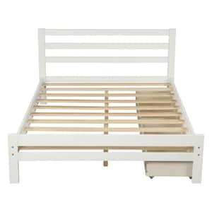 White Wood Frame Full Panel Bed