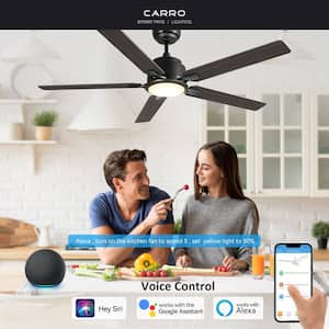Essex 60 in. Dimmable LED Indoor/Outdoor Black Smart Ceiling Fan with Light and Remote, Works with Alexa/Google Home