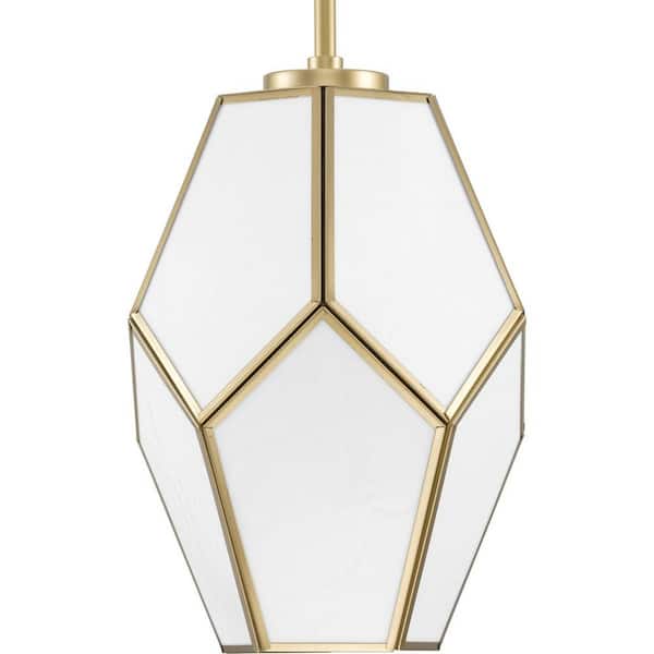 Progress Lighting Latham 100-Watt 1-Light Vintage Gold Contemporary Pendant with Geometrical Frame
