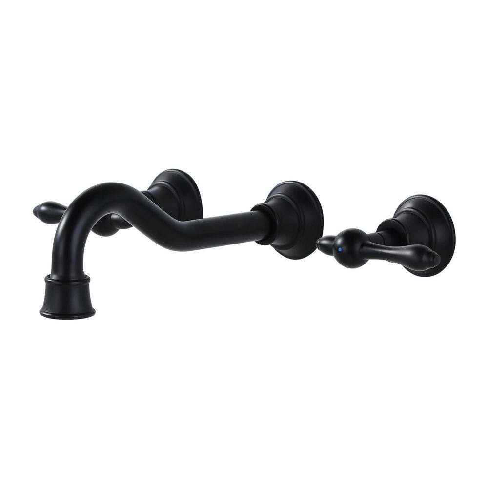 Brass Double Handle Wall Mounted Faucet 8 in. Centerset 3 Hole Bathroom Faucet with Brass Value in Matte Black price history on PriceWatchPro