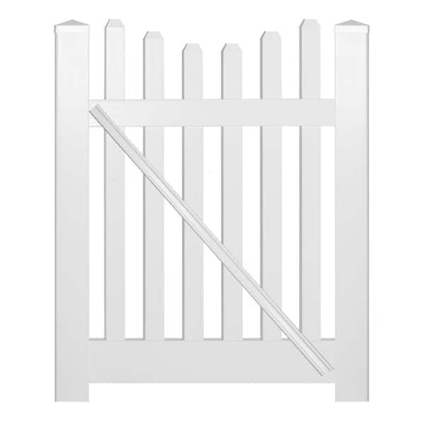 Weatherables Hampshire 4 ft. W x 3 ft. H White Vinyl Picket Fence Gate Kit